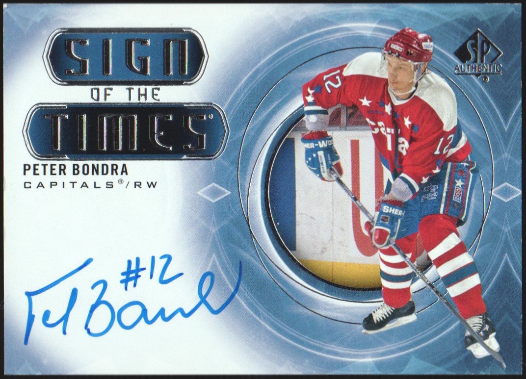(image for) 2020-21 SP Authentic Sign of the Times #SOTTPB Peter Bondra