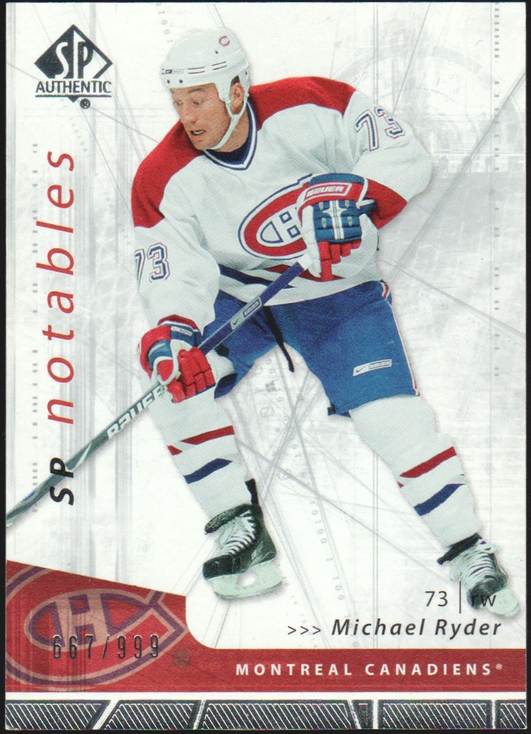 2006-07 SP Authentic #138 Michael Ryder Notables 667/999 (image for) 2006-07 SP Authentic #138 Michael Ryder Notables 667/999