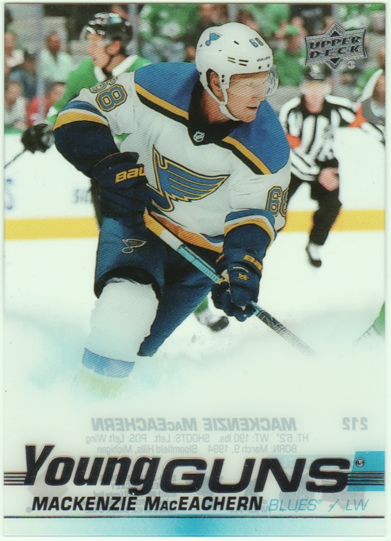 2019-20 Upper Deck Clear Cut #212 Mackenzie MacEachern YG (image for) 2019-20 Upper Deck Clear Cut #212 Mackenzie MacEachern YG