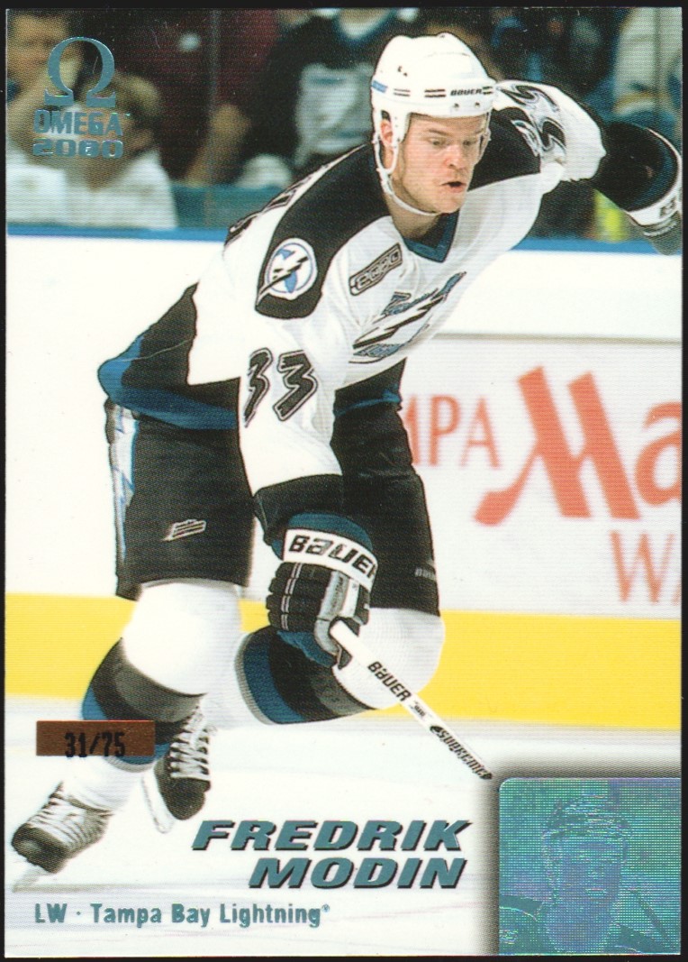 (image for) 1999-00 Pacific Omega Ice Blue #218 Fredrik Modin 31/75