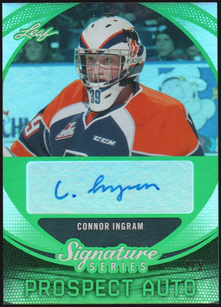 2015-16 Leaf Signature Series Prospects Autographs Green #SPCI1 Connor Ingram 4/5 (image for) 2015-16 Leaf Signature Series Prospects Autographs Green #SPCI1 Connor Ingram 4/5
