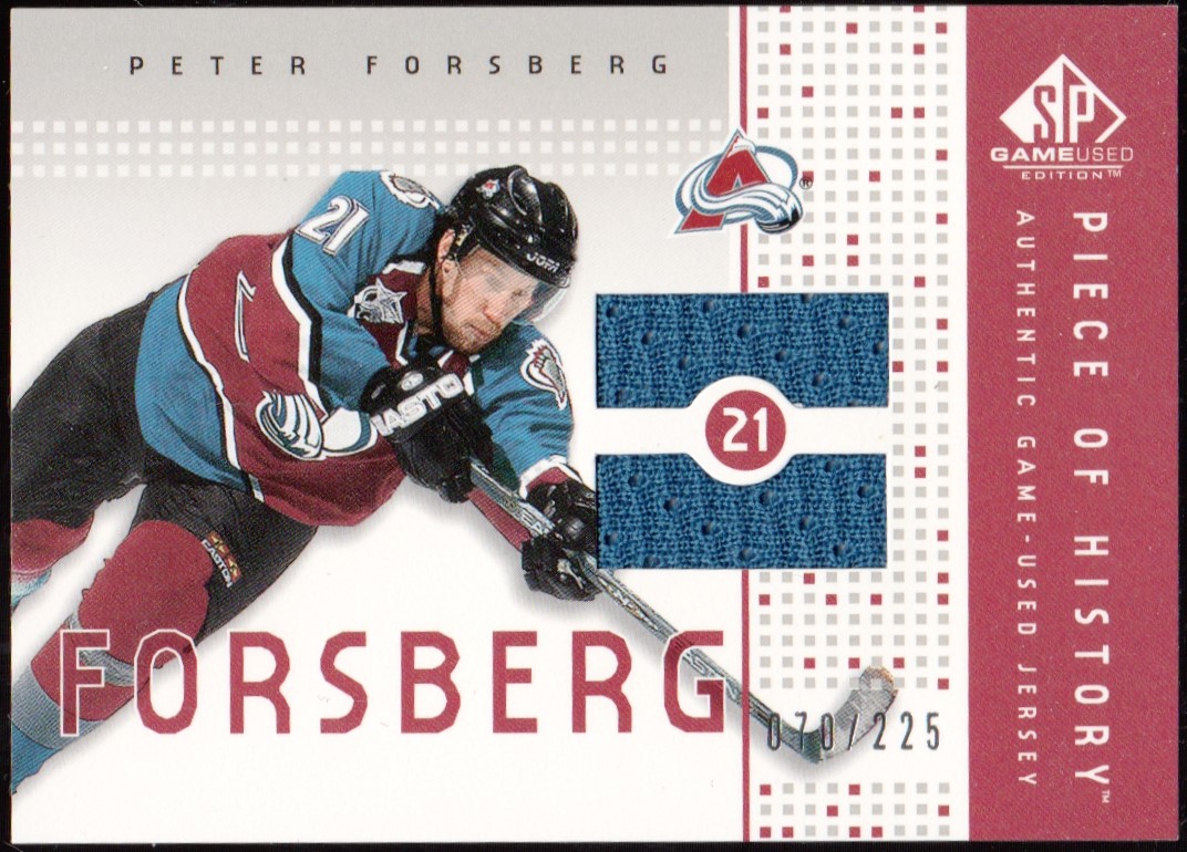 (image for) 2002-03 SP Game Used Piece of History #PHFO Peter Forsberg