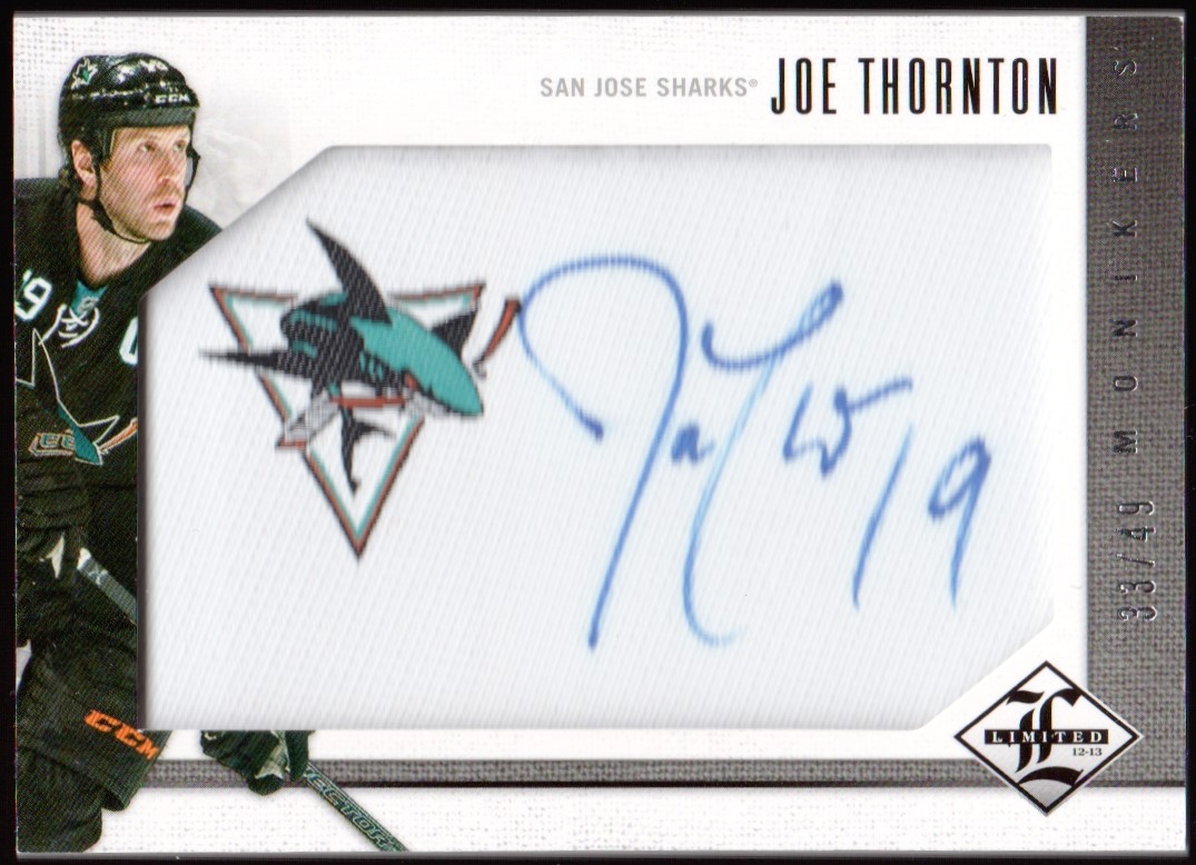 2012-13 Limited Monikers Silver #MJH Joe Thornton 33/49 (image for) 2012-13 Limited Monikers Silver #MJH Joe Thornton 33/49