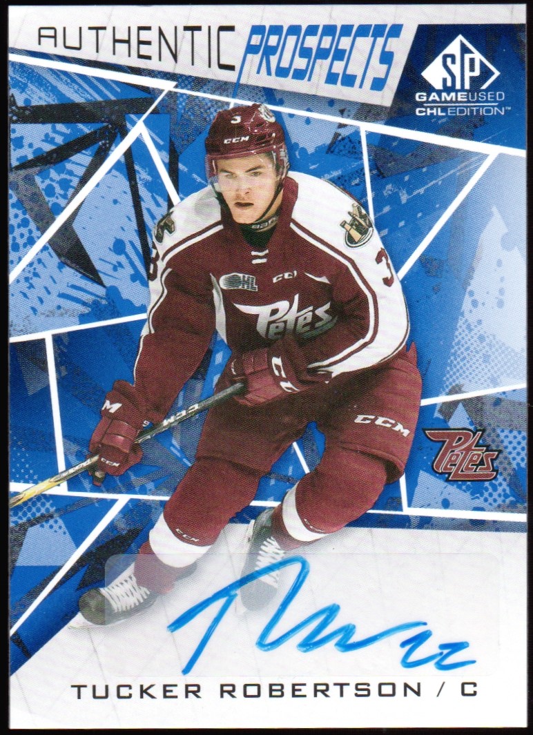 2021-22 SP Game Used CHL Autographs Blue #50 Tucker Robertson (image for) 2021-22 SP Game Used CHL Autographs Blue #50 Tucker Robertson