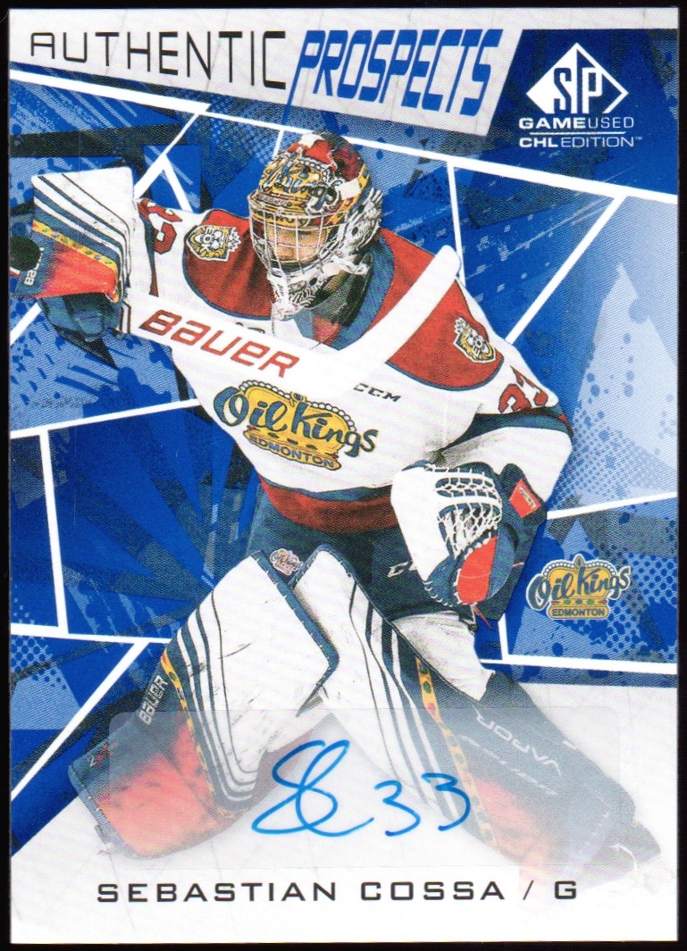 2021-22 SP Game Used CHL Autographs Blue #15 Sebastian Cossa (image for) 2021-22 SP Game Used CHL Autographs Blue #15 Sebastian Cossa