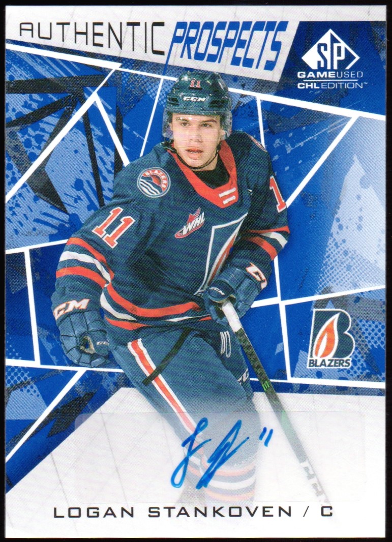 2021-22 SP Game Used CHL Autographs Blue #33 Logan Stankoven (image for) 2021-22 SP Game Used CHL Autographs Blue #33 Logan Stankoven