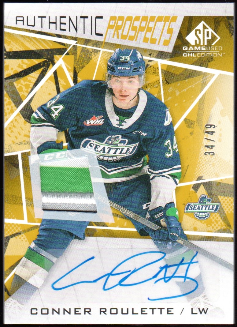 (image for) 2021-22 SP Game Used CHL Patch Auto Gold #63 Conner Roulette
