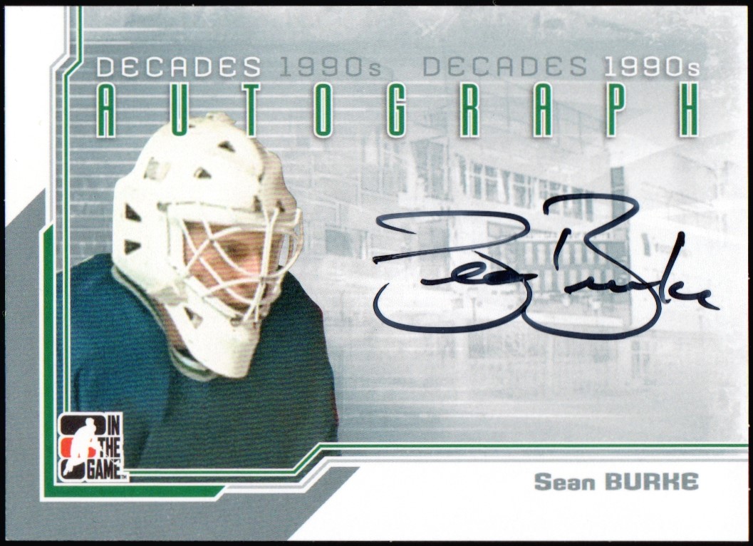 2013-14 ITG Decades 1990s Autographs #ASB Sean Burke (image for) 2013-14 ITG Decades 1990s Autographs #ASB Sean Burke