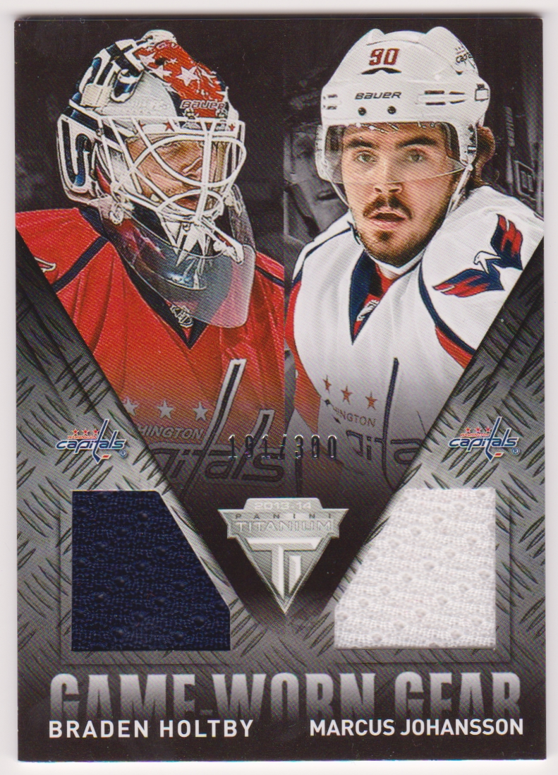 (image for) 2013-14 Panini Titanium Game Worn Gear Dual Memorabilia #GDHJ Braden Holtby/Marcus Johansson 191/300
