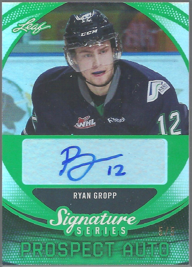 2015-16 Leaf Signature Series Prospects Autographs Green #SPRG1 Ryan Gropp 5/5 (image for) 2015-16 Leaf Signature Series Prospects Autographs Green #SPRG1 Ryan Gropp 5/5