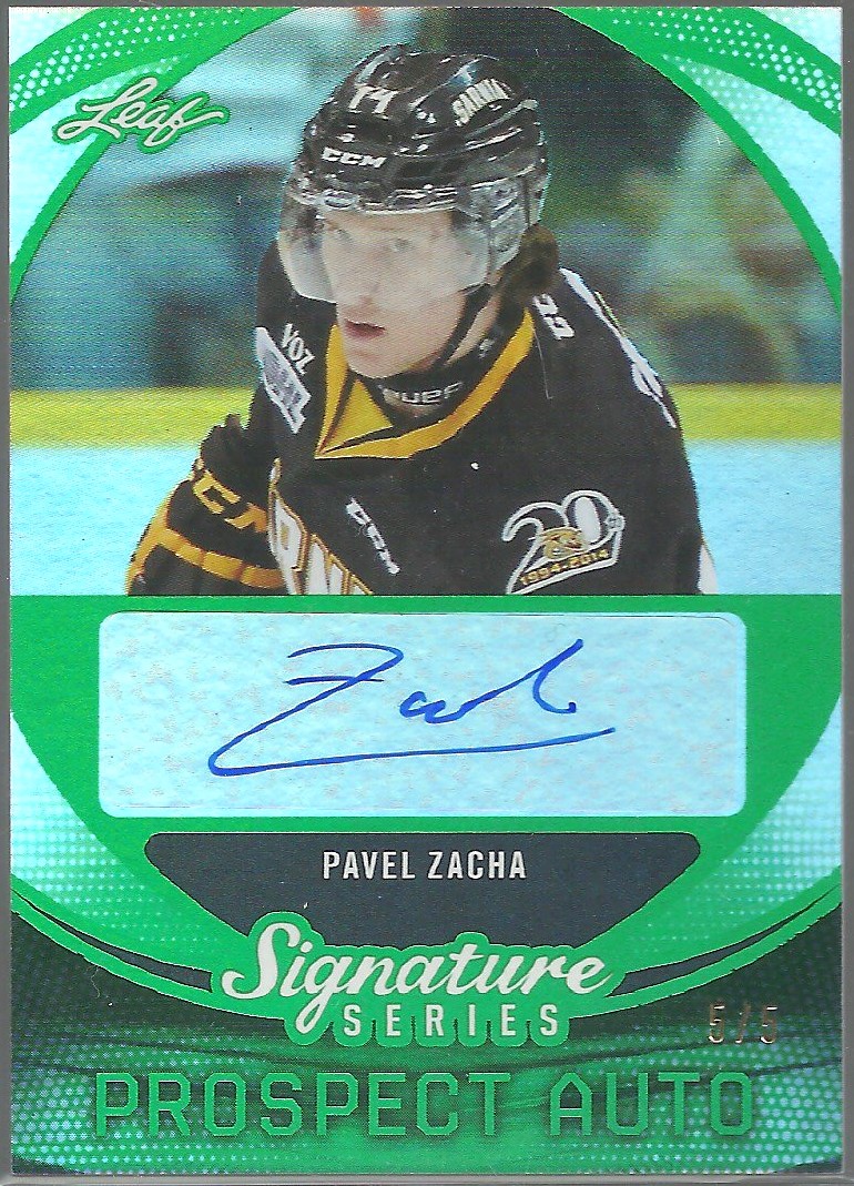 2015-16 Leaf Signature Series Prospects Autographs Green #SPPZ1 Pavel Zacha 5/5 (image for) 2015-16 Leaf Signature Series Prospects Autographs Green #SPPZ1 Pavel Zacha 5/5
