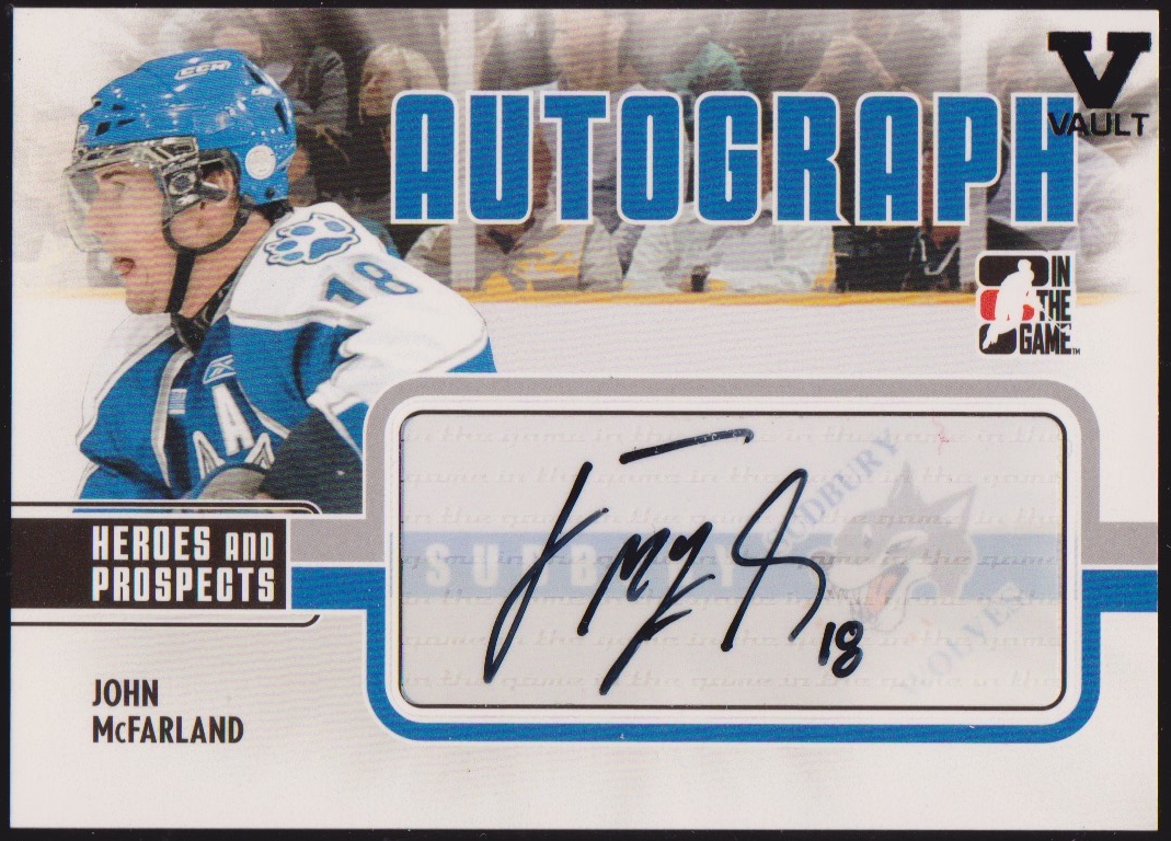 2009-10 ITG Heroes and Prospects Autographs #AJM John McFarland (image for) 2009-10 ITG Heroes and Prospects Autographs #AJM John McFarland