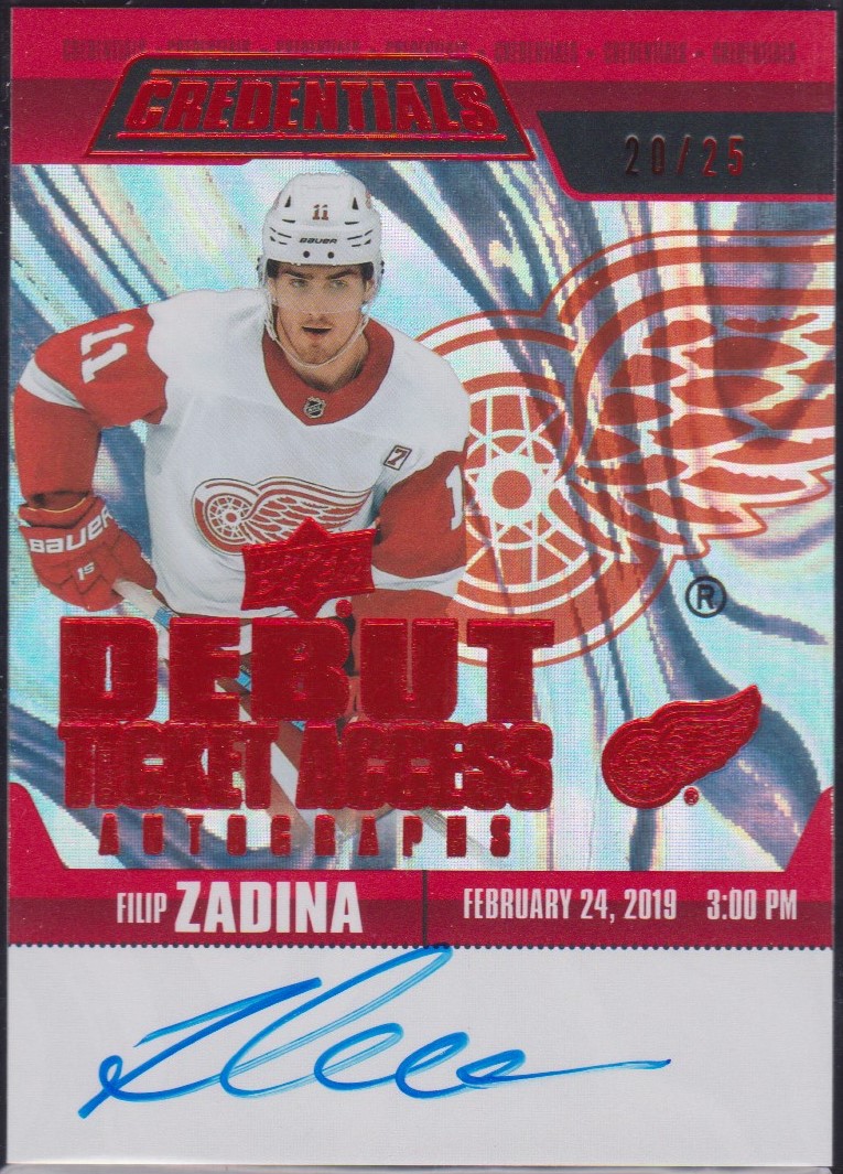 2019-20 Credentials Debut Ticket Auto Variant Red Filip Zadina (image for) 2019-20 Credentials Debut Ticket Auto Variant Red Filip Zadina