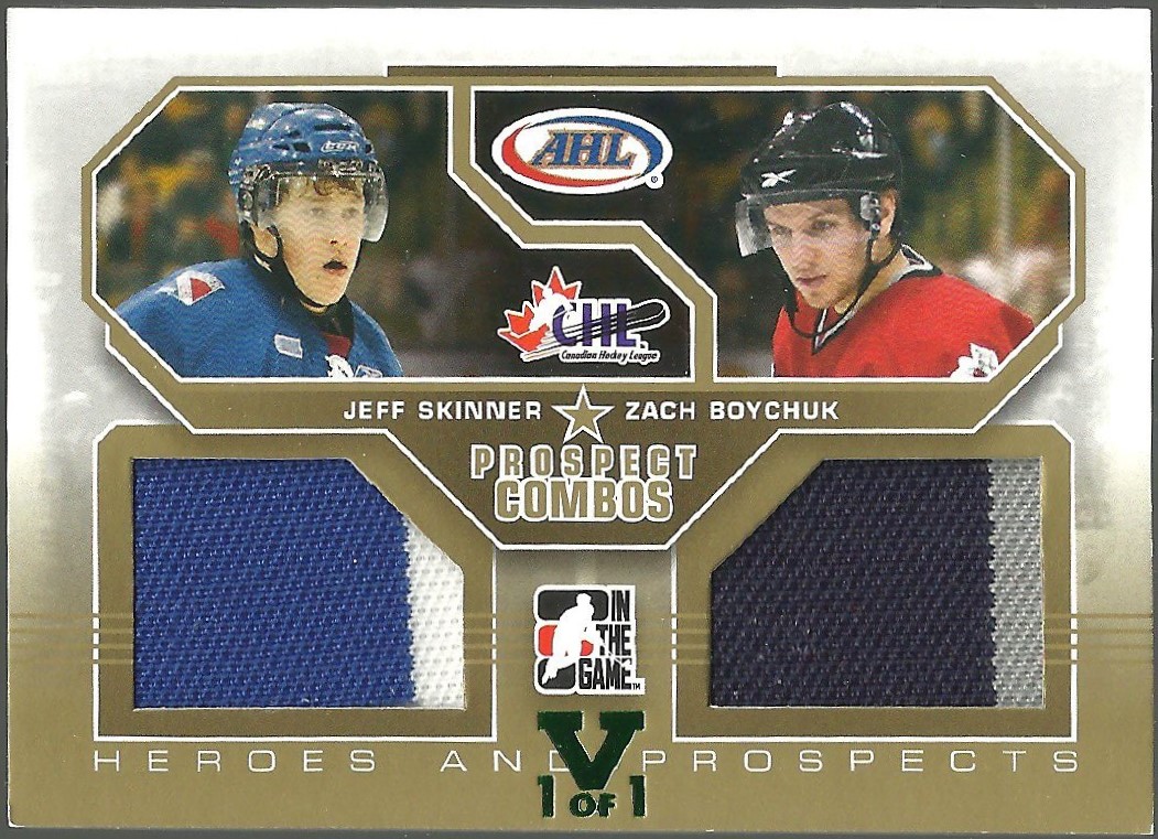 2009-10 ITG Heroes and Prospects Combos Gold #PC12 Jeff Skinner (image for) 2009-10 ITG Heroes and Prospects Combos Gold #PC12 Jeff Skinner