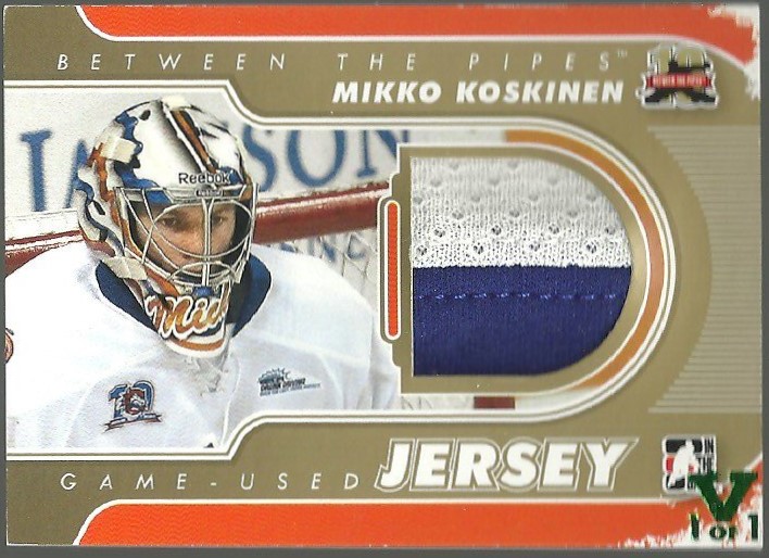 2011-12 Between The Pipes Jerseys Gold #M14 Mikko Koskinen (image for) 2011-12 Between The Pipes Jerseys Gold #M14 Mikko Koskinen