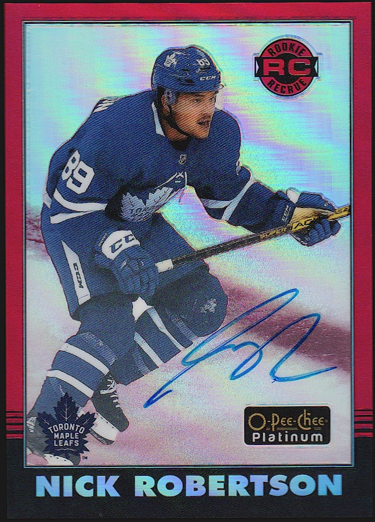 2020-21 OPC Platinum Retro Rainbow Red Auto #R100 Nick Robertson (image for) 2020-21 OPC Platinum Retro Rainbow Red Auto #R100 Nick Robertson