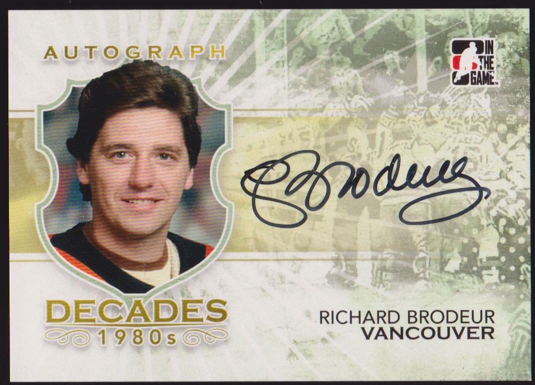 2010-11 ITG Decades 1980s Autographs #ARBR Richard Brodeur (image for) 2010-11 ITG Decades 1980s Autographs #ARBR Richard Brodeur