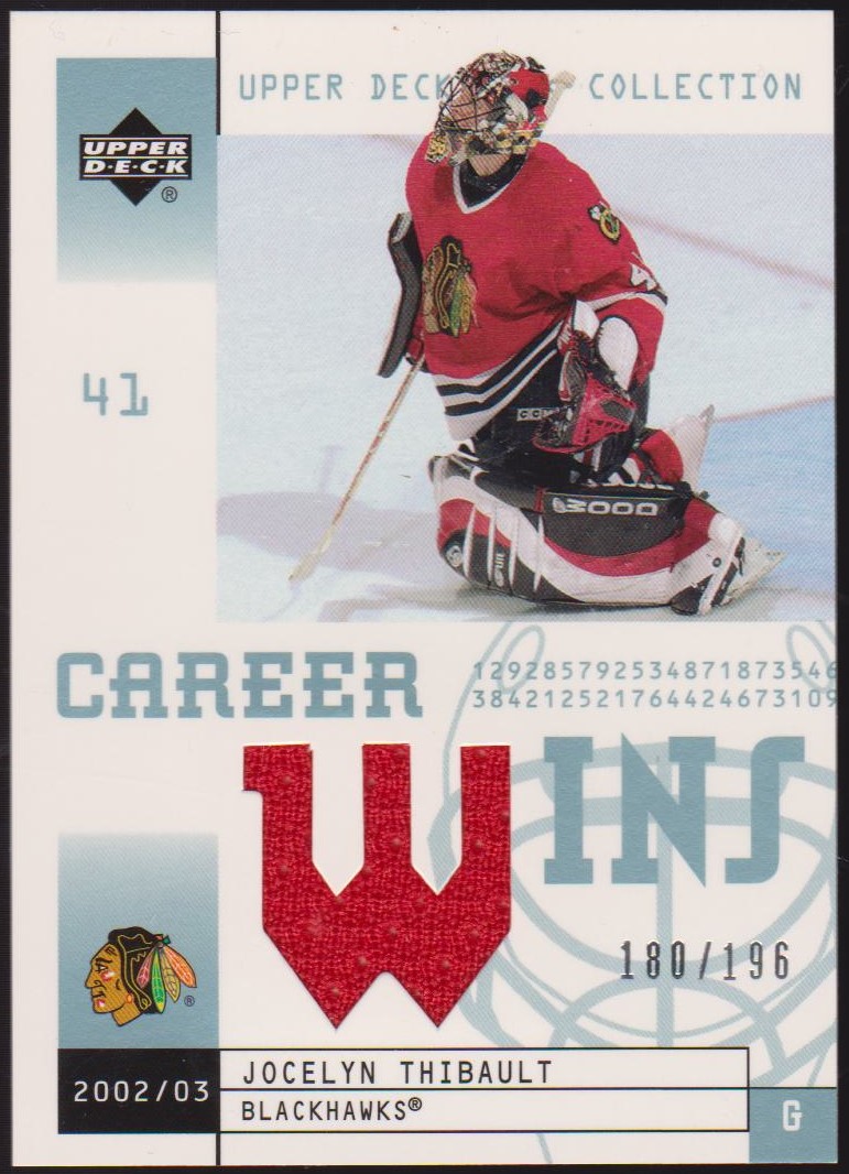 (image for) 2002-03 UD Mask Collection Career Wins #CWJT Jocelyn Thibault